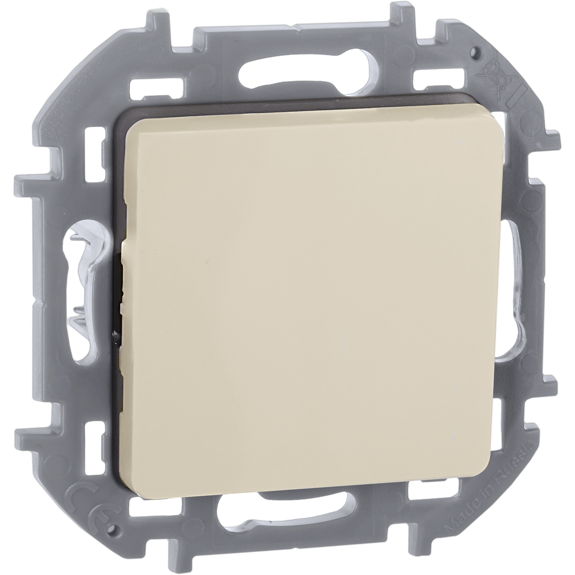 Выключатель 1-клавишный самовозвартный с нормально-открытым контактом 6А безвинтовое крепление слоновая кость INSPIRIA