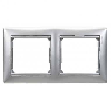 Рамка 2-местная белый серебряный штрих VALENA DIY