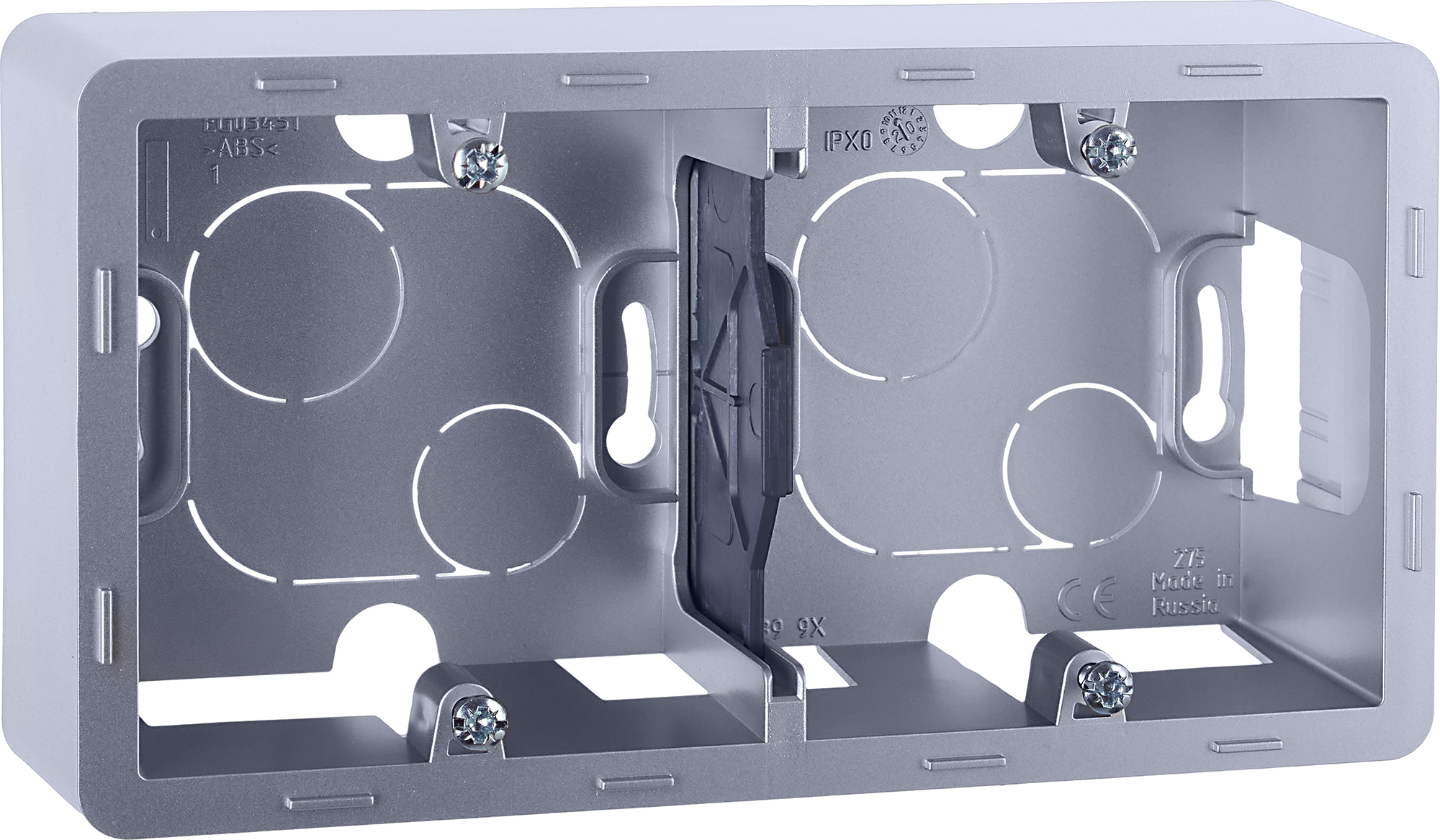 Коробка для накладного монтажа 2-местная алюминий INSPIRIA