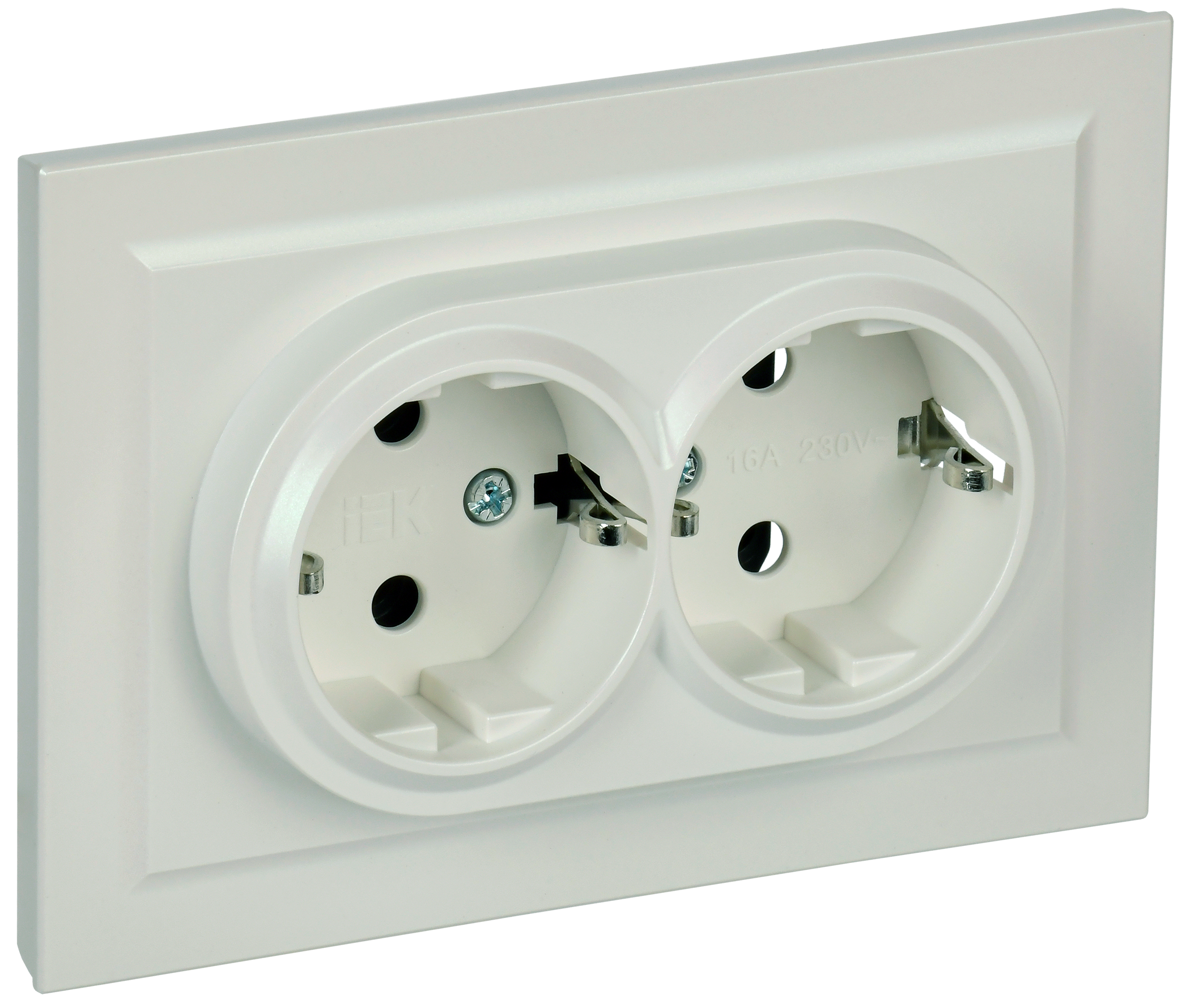 BRITE Розетка двойная с заземлением без защитных шторок 16А в сборе РС12-3-БрЖ жемчуг