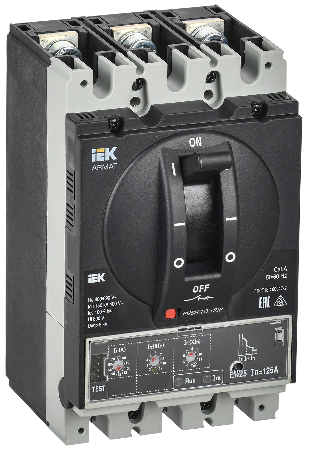 Выключатель автоматический в литом корпусе ARMAT 3P типоразмер A 150кА 125А расцепитель электронный стандартный