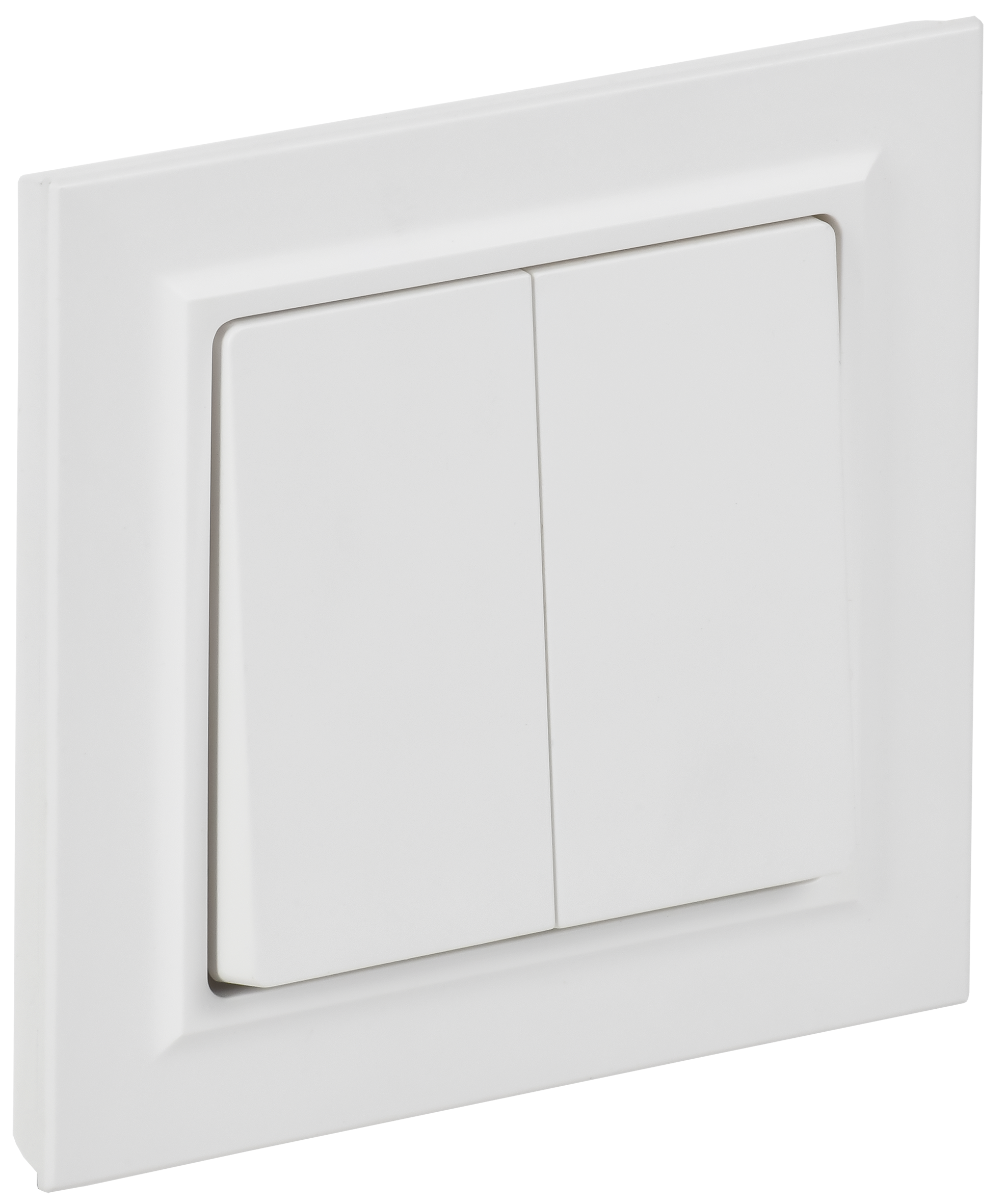 BRITE Выключатель 2-клавишный 10А безвинтовое крепление в сборе ВСР11-2-0-БрАБ арктический белый IEK