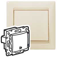 Выключатель 1-клавишный самовозвартный с символом звонка 10А схема 1P безвинтовое крепление слоновая кость VALENA