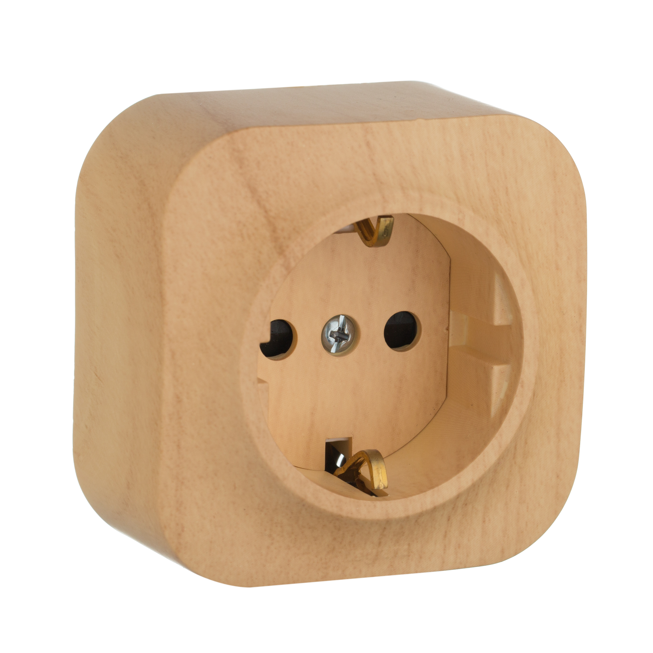 Розетка 1-местная для открытой установки с заземлением с защитными шторками 16Адерево QUTEO