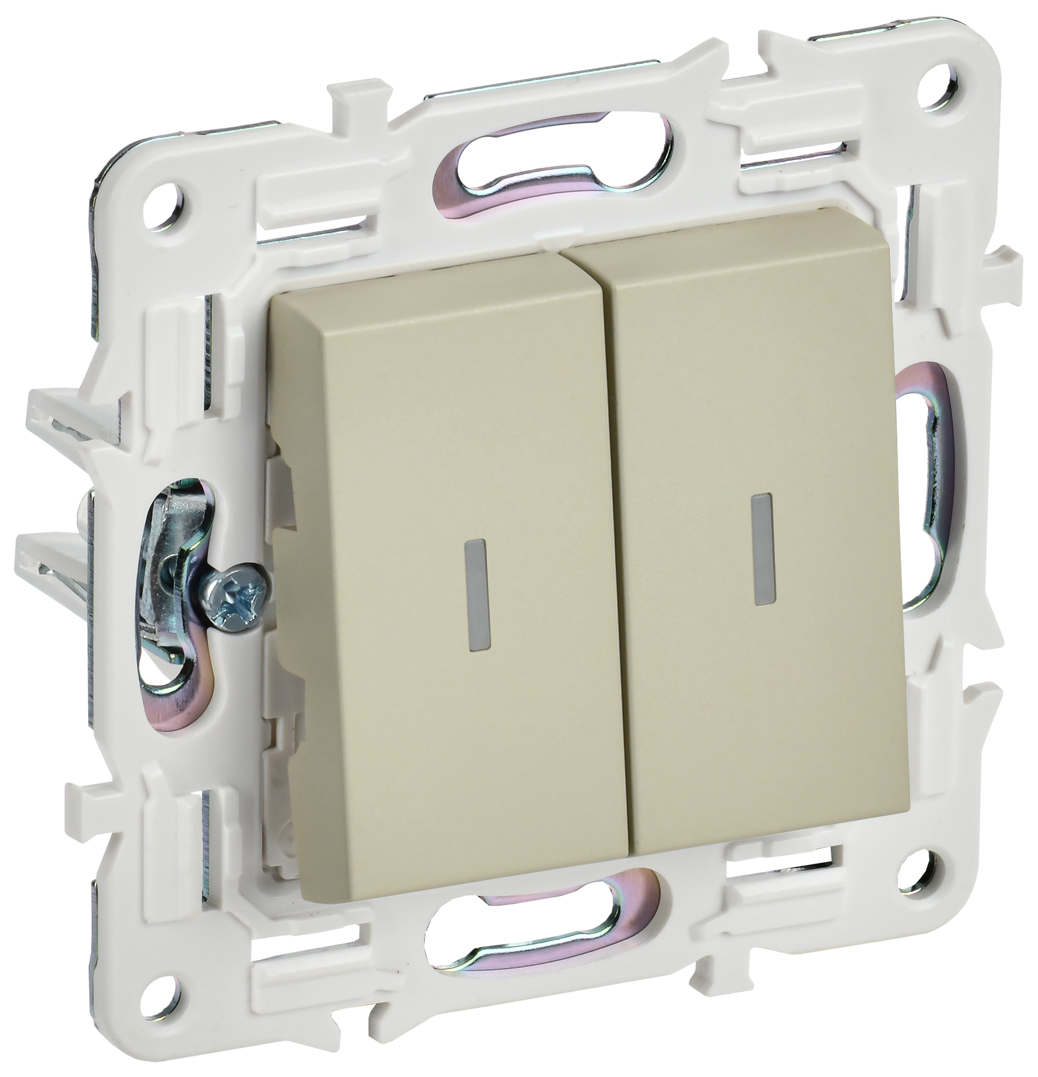 SKANDY Выключатель 2-клавишный проходной с индикацией 10А SK-V10B бежевый IEK