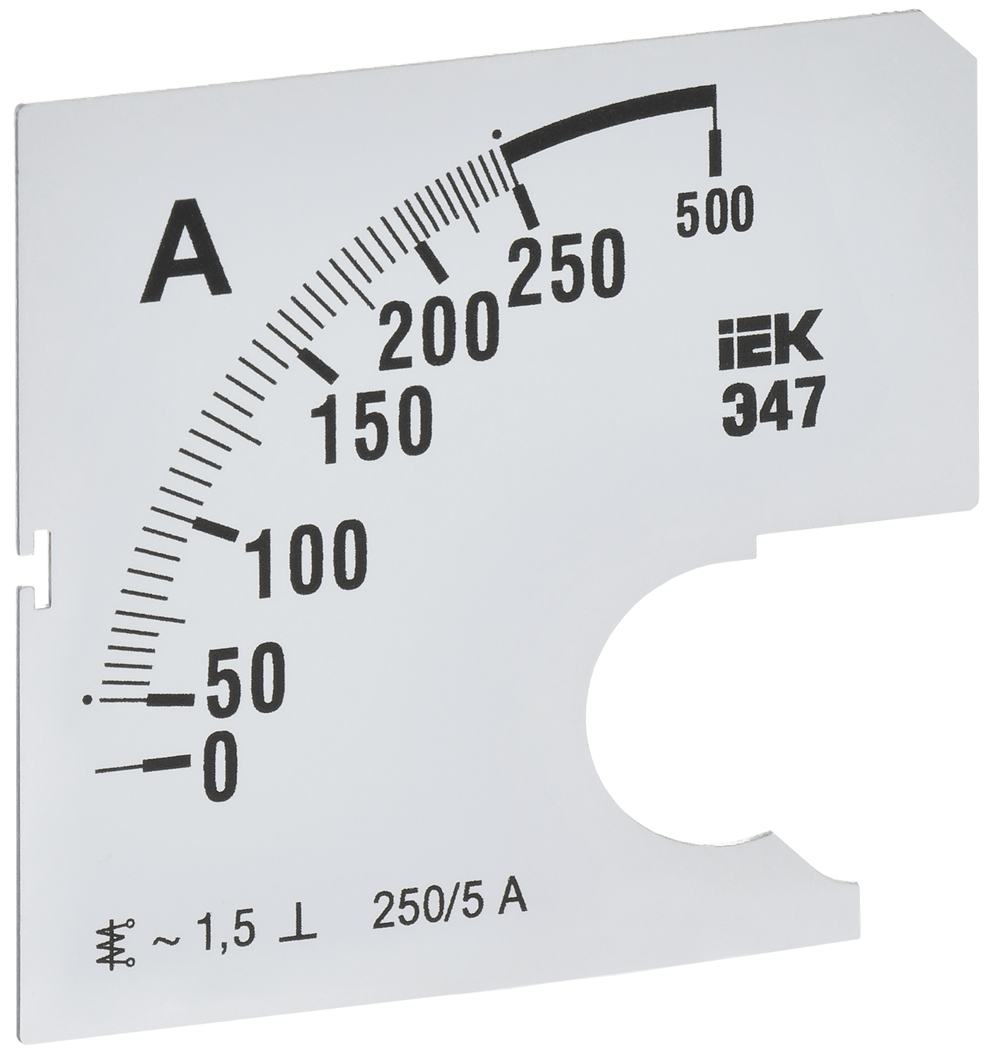 Шкала сменная для амперметра Э47 250/5А класс точности 1,5 72х72мм