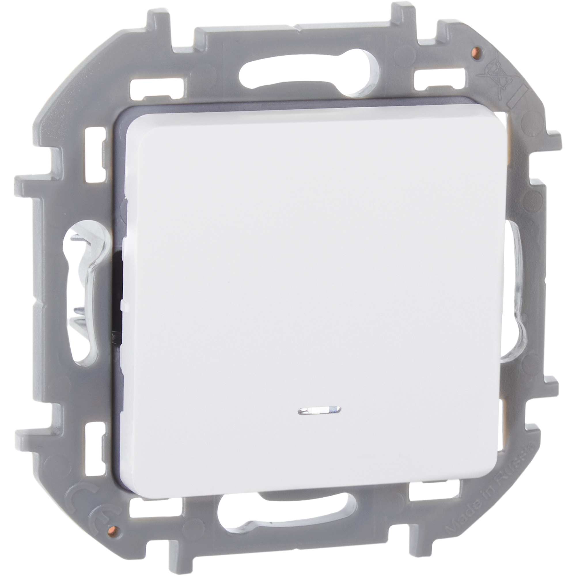 Выключатель 1-клавишный с подсветкой/индикацией 10АХ безвинтовое крепление белый INSPIRIA