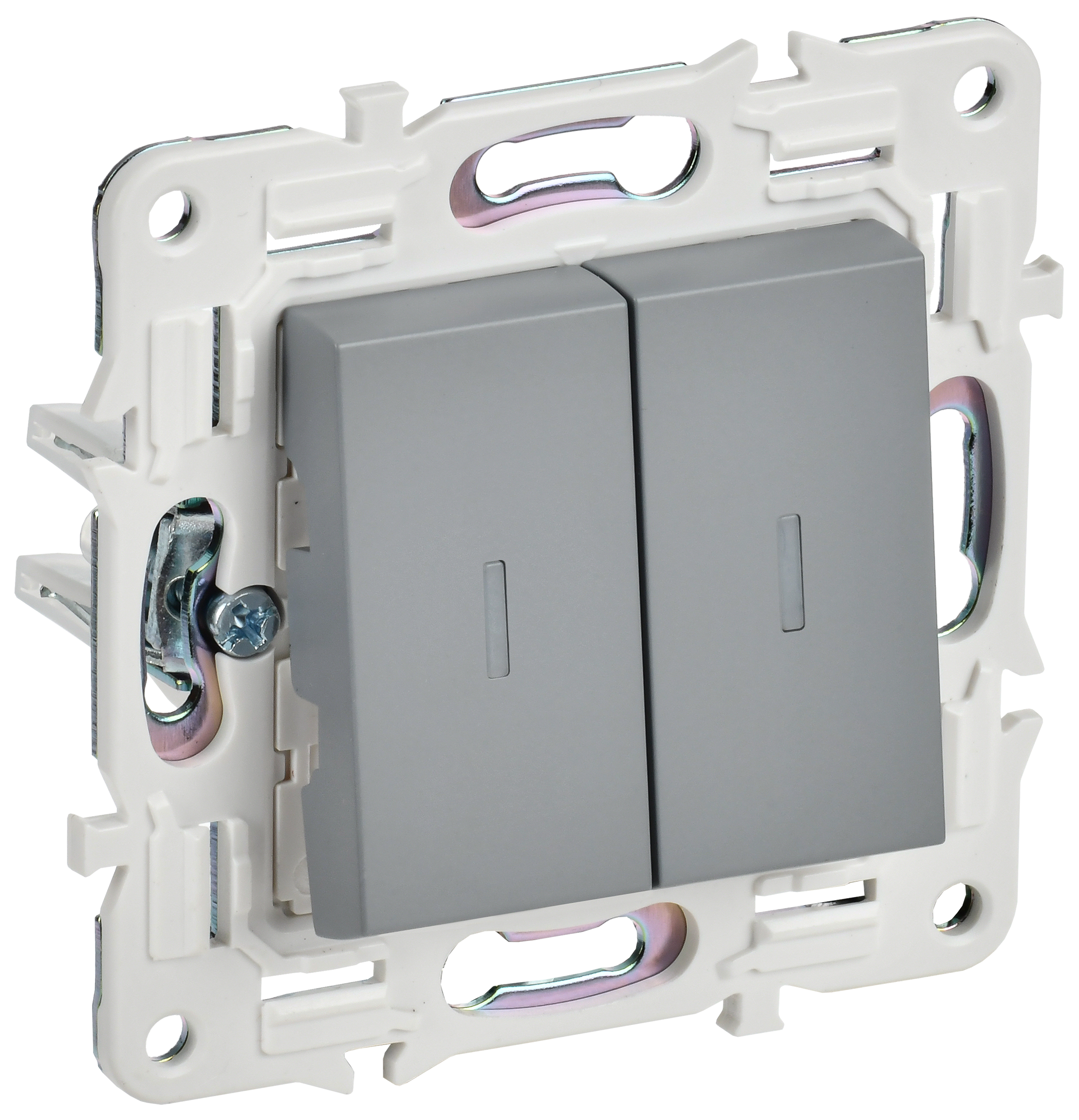 SKANDY Выключатель 2-клавишный с индикацией 10А SK-V09Gr серый IEK