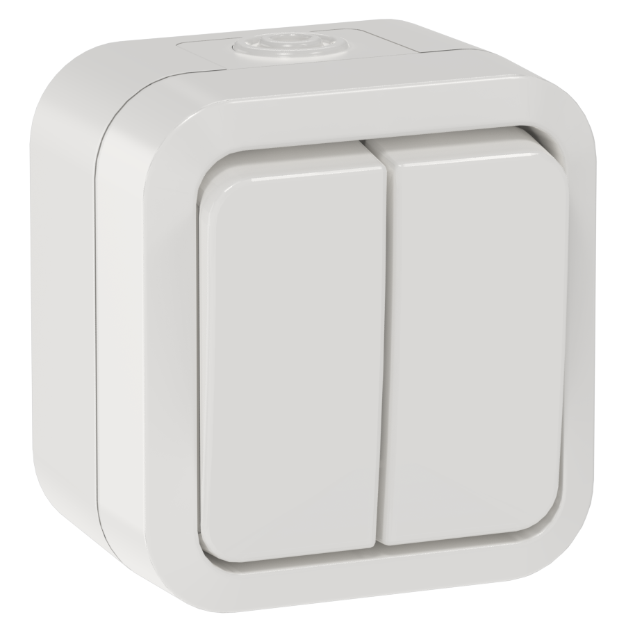 TORS Выключатель двухклавишный проходной 10А IP55 TS325 белый IEK