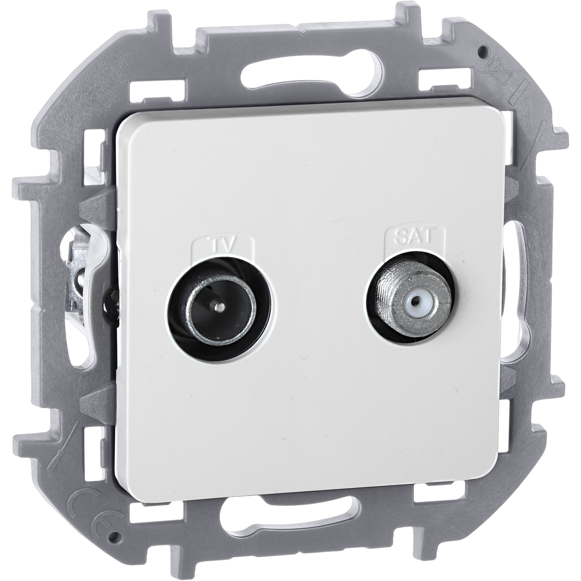 Розетка двойная TV+SAT тип звезда двухкабельная белый INSPIRIA