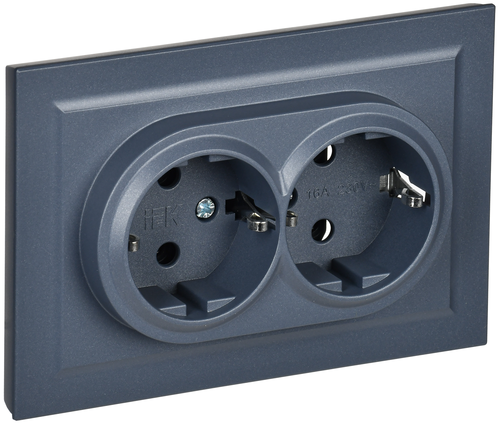 BRITE Розетка двойная с заземлением с защитными шторками 16А в сборе РСш12-3-БрМ маренго