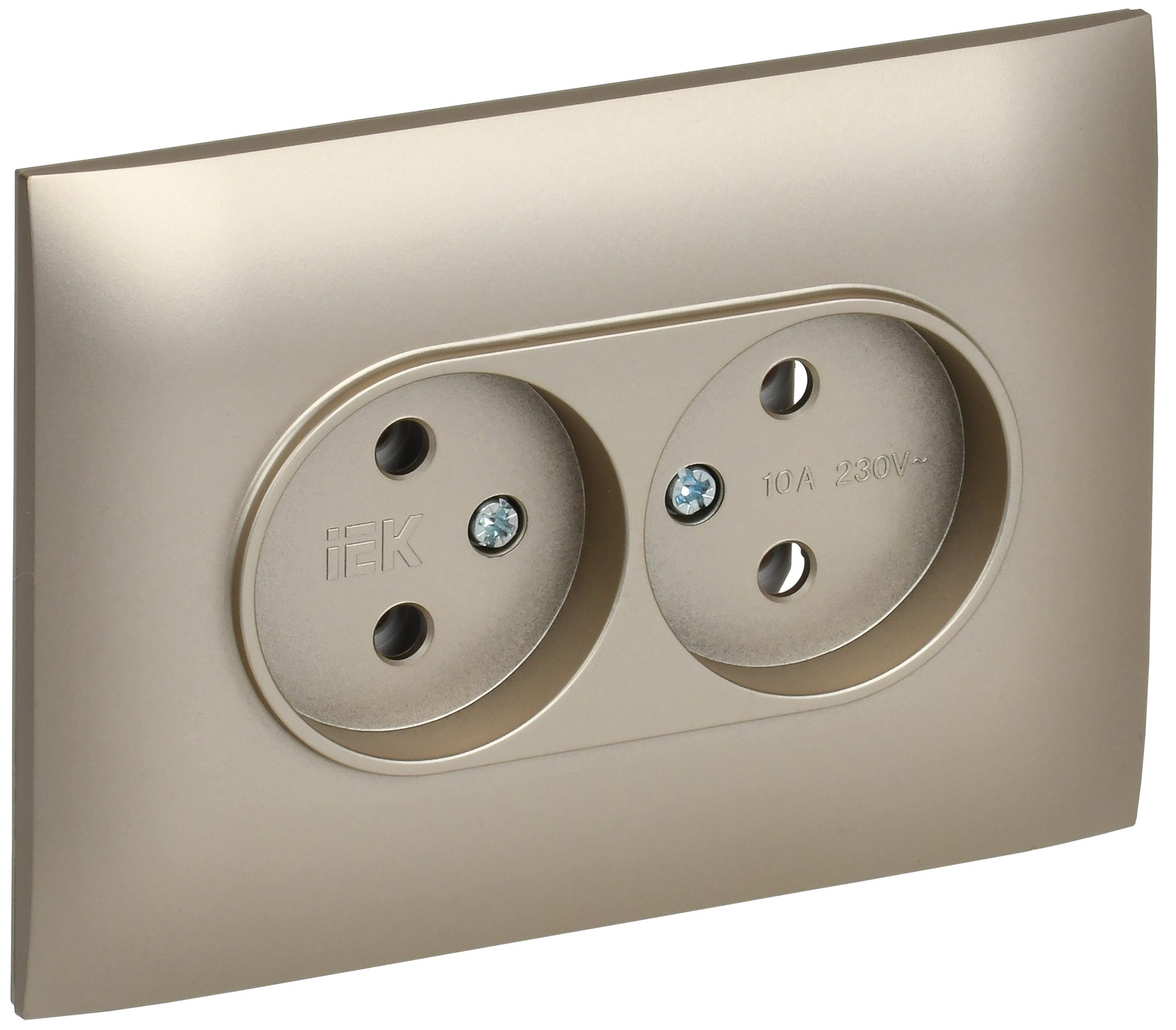 SKANDY Розетка 2-местная без заземления без защитных шторок 10А в сборе SK-R10Sh шампань IEK