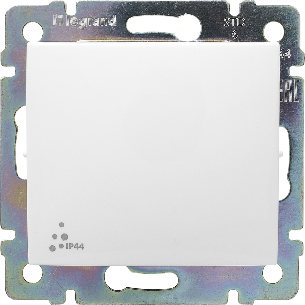 Выключатель 1-клавишный 10А IP44 безвинтовое крепление белый VALENA