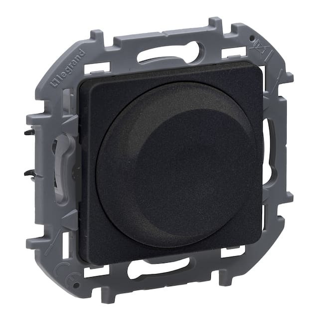 Светорегулятор поворотно-нажимной без нейтрали 300Вт антрацит INSPIRIA