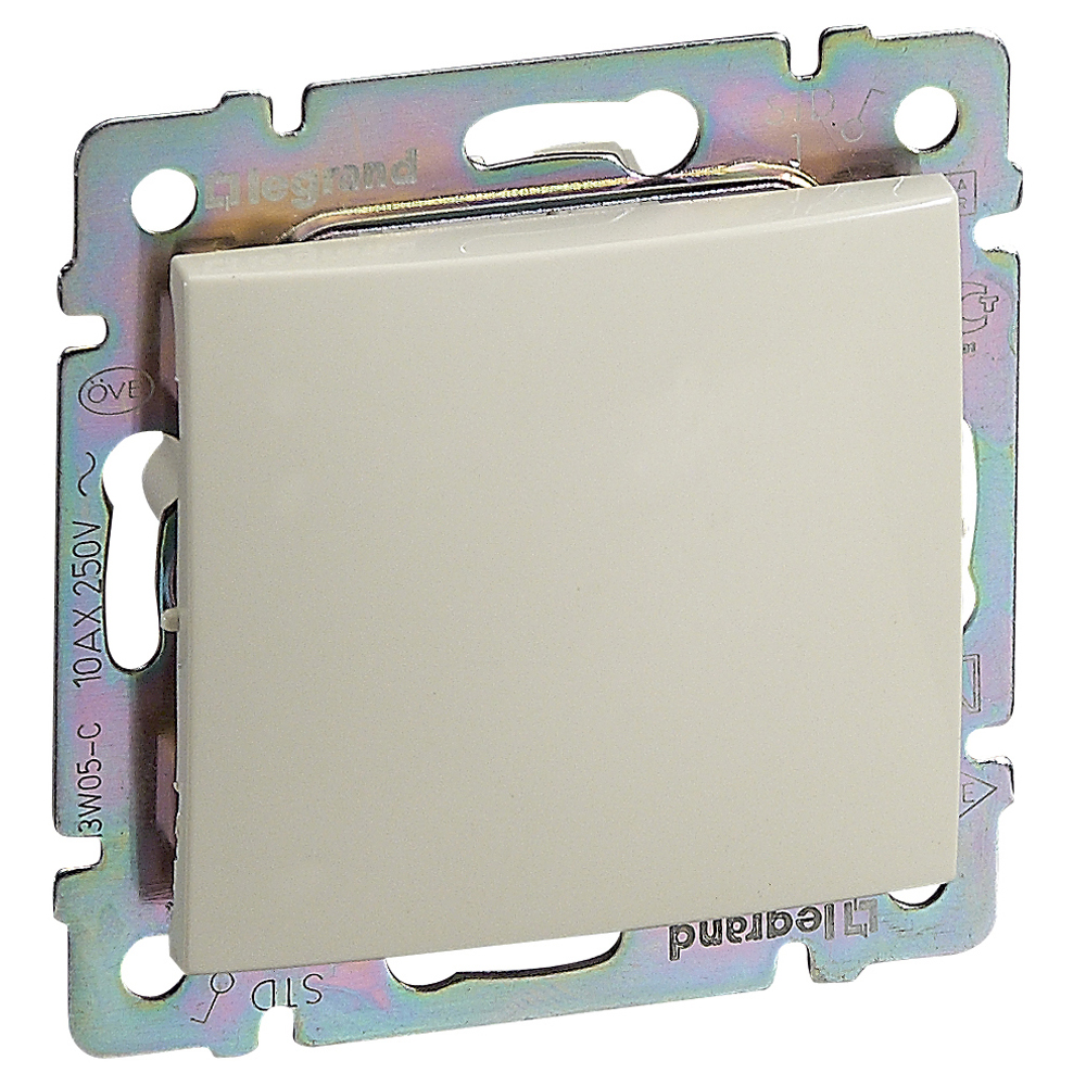 Выключатель 1-клавишный проходной схема 6 10А безвинтовое крепление слоновая кость VALENA DIY