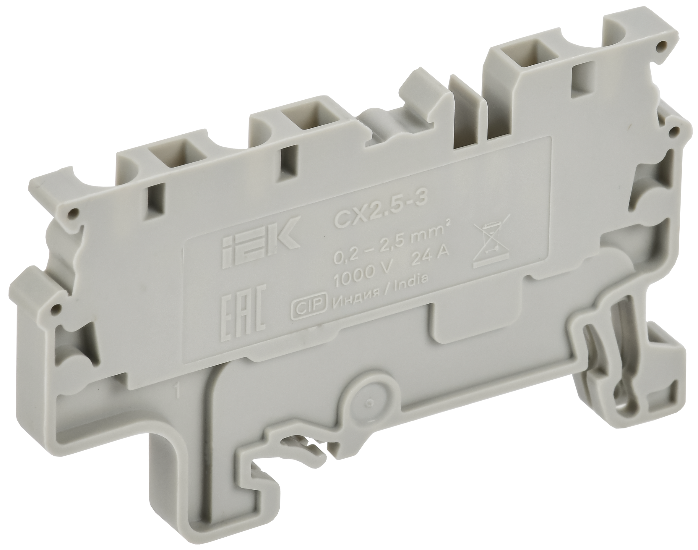 ARMAFIX Клемма пружинная CX2.5-3 2,5мм2 трехконтактная серая IEK