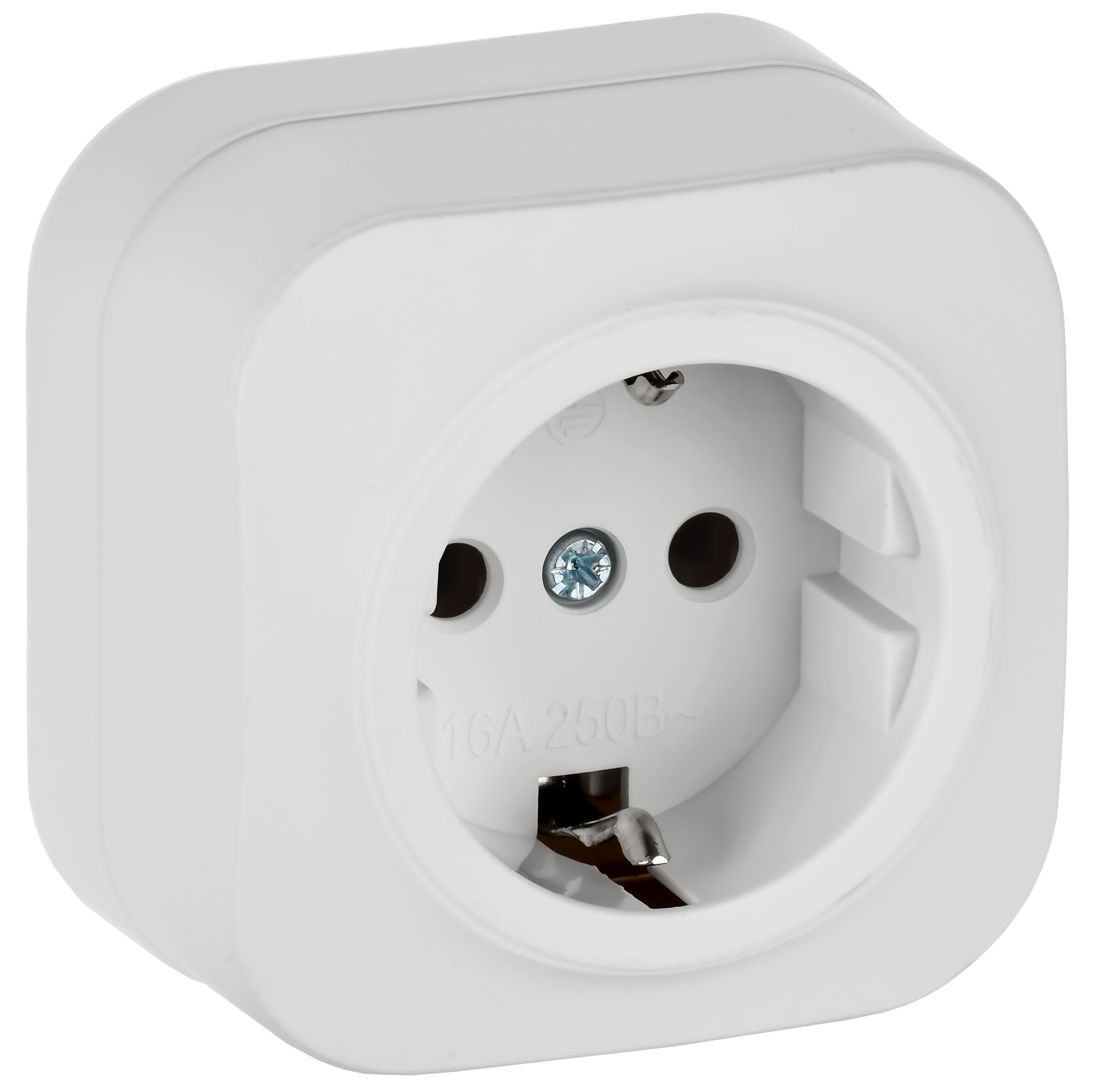 GLORY Розетка 1-местная для открытой установки с заземлением без защитных шторок 16А РС20-3-ХБм белый матовый IEK