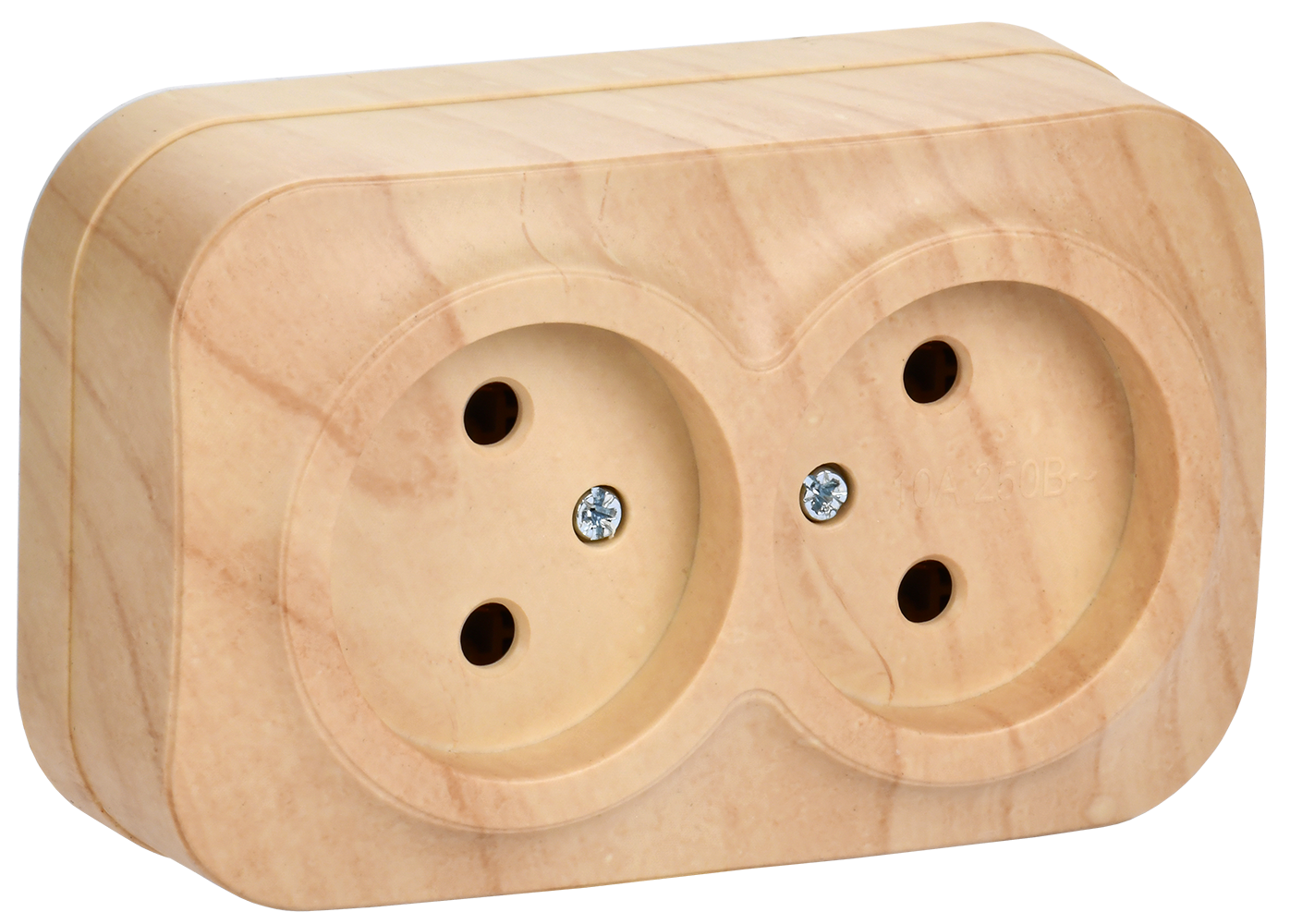 GLORY Розетка двухместная наружная без заземления сосна