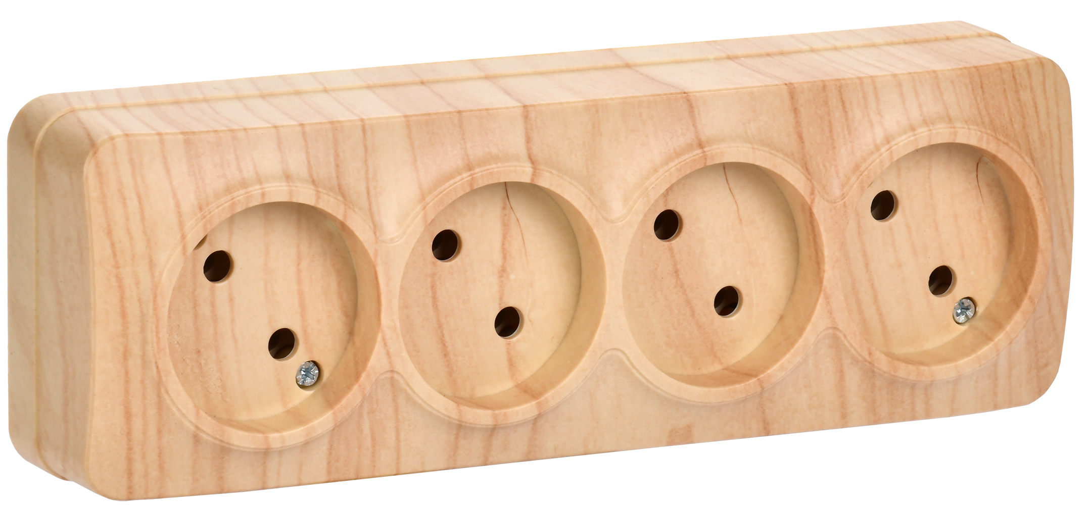 GLORY Розетка четырехместная наружная без заземления сосна