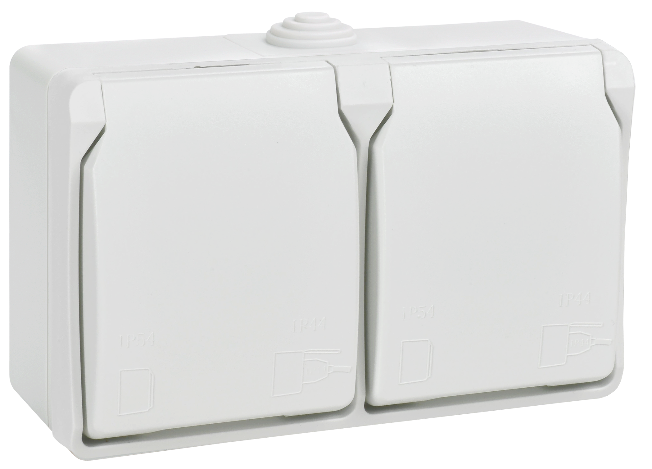 FORS Розетка 2-местная с заземлением для открытой установки 16А IP54 РСб22-3-ФБ белый ФОРС