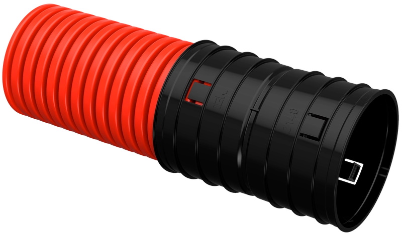 ELASTA Труба гофрированная двустенная жесткая ПНД d=140мм красная (5,7м) IEK