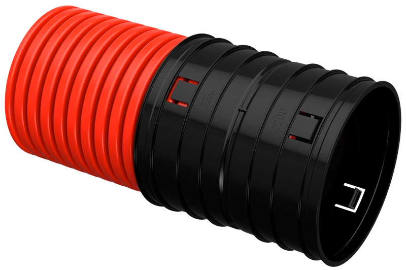 Изображение товара Гофрированная двустенная жесткая труба ПНД 200 мм красная 5,7 м IEK