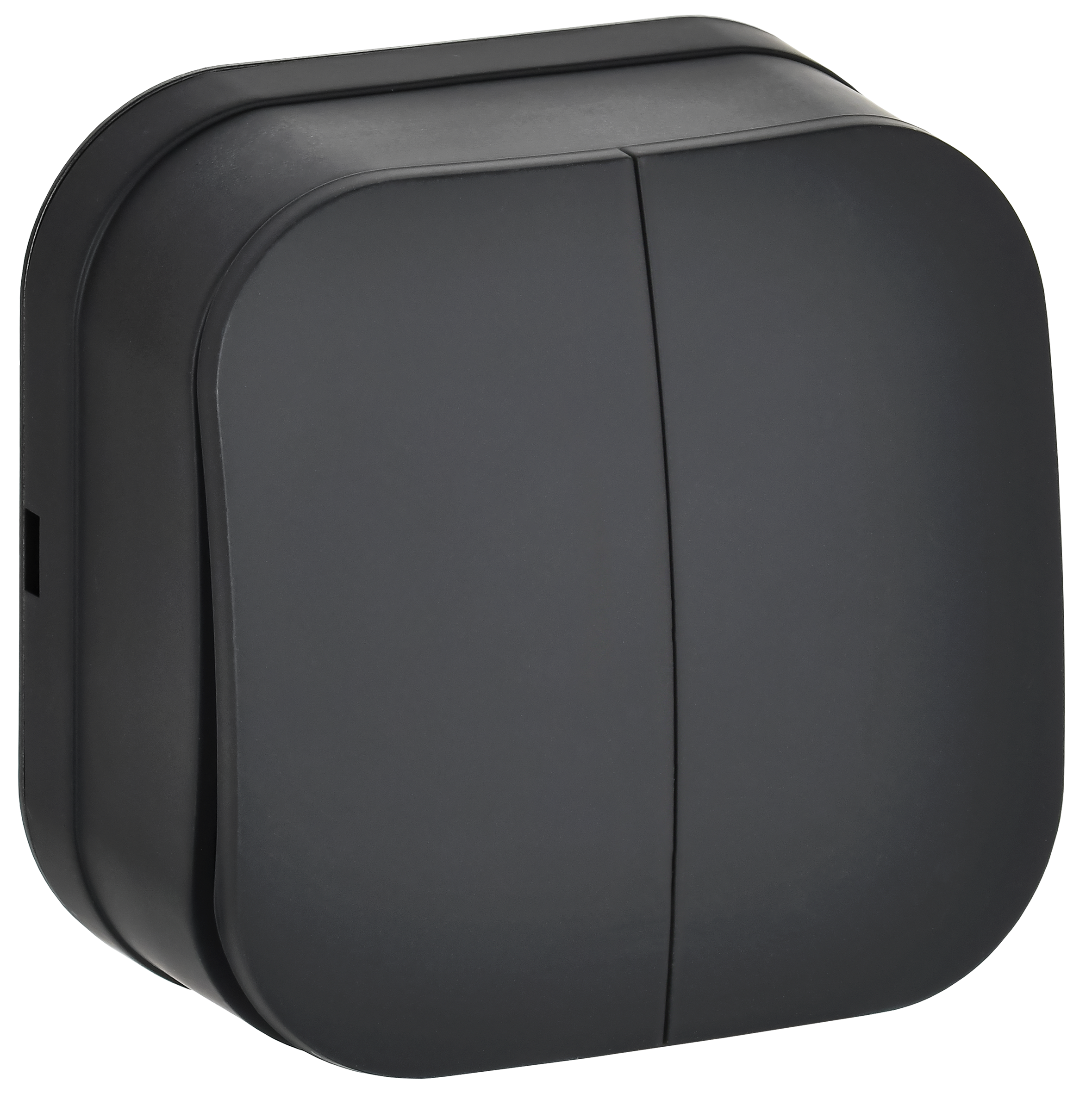 GLORY Выключатель 2-клавишный для открытой установки 10А ВС20-2-0-ХЧм черный матовый IEK