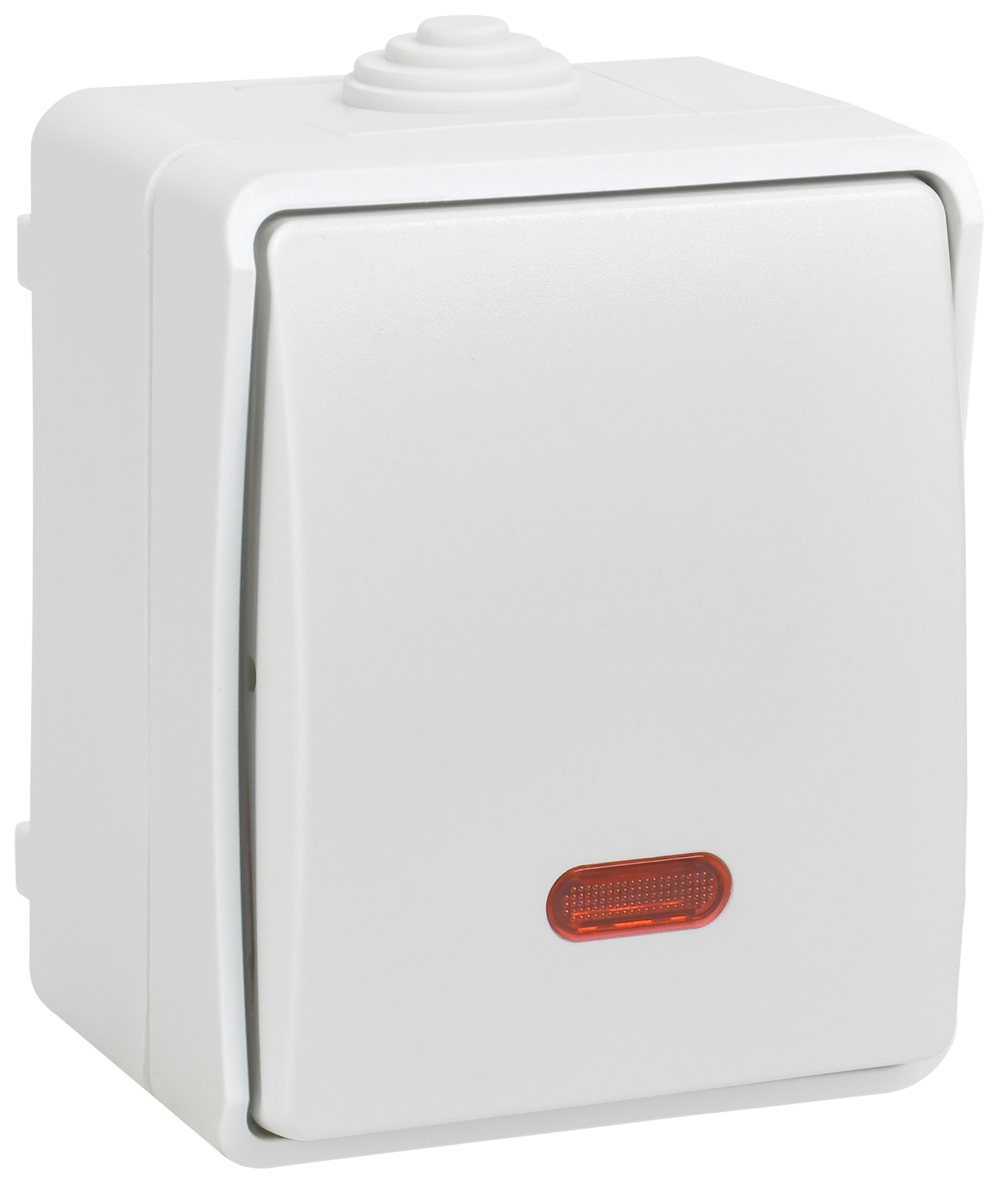 FORS Выключатель 1-клавишный проходной с индикацией для открытой установки 10А IP54 ВС20-1-1-ФБ белый