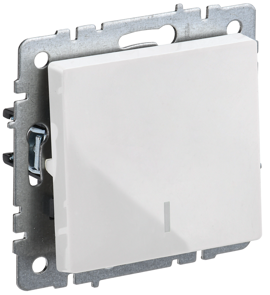 BRITE Выключатель 1-клавишный с индикацией 10А безвинтовое крепление ВС11-1-1-БрБ белый IEK