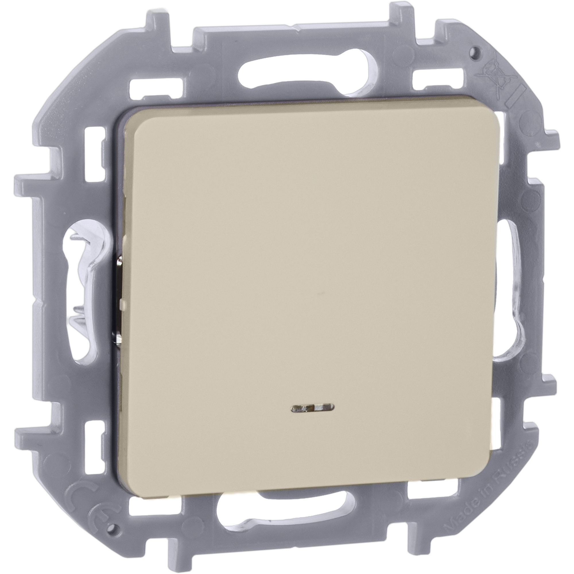 Выключатель 1-клавишный с подсветкой/индикацией 10АХ безвинтовое крепление слоновая кость INSPIRIA