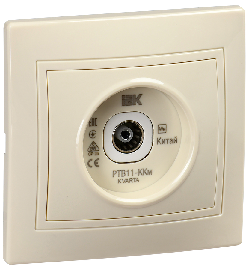 KVARTA Розетка TV проходная РТВ11-ККм кремовый GENERICA