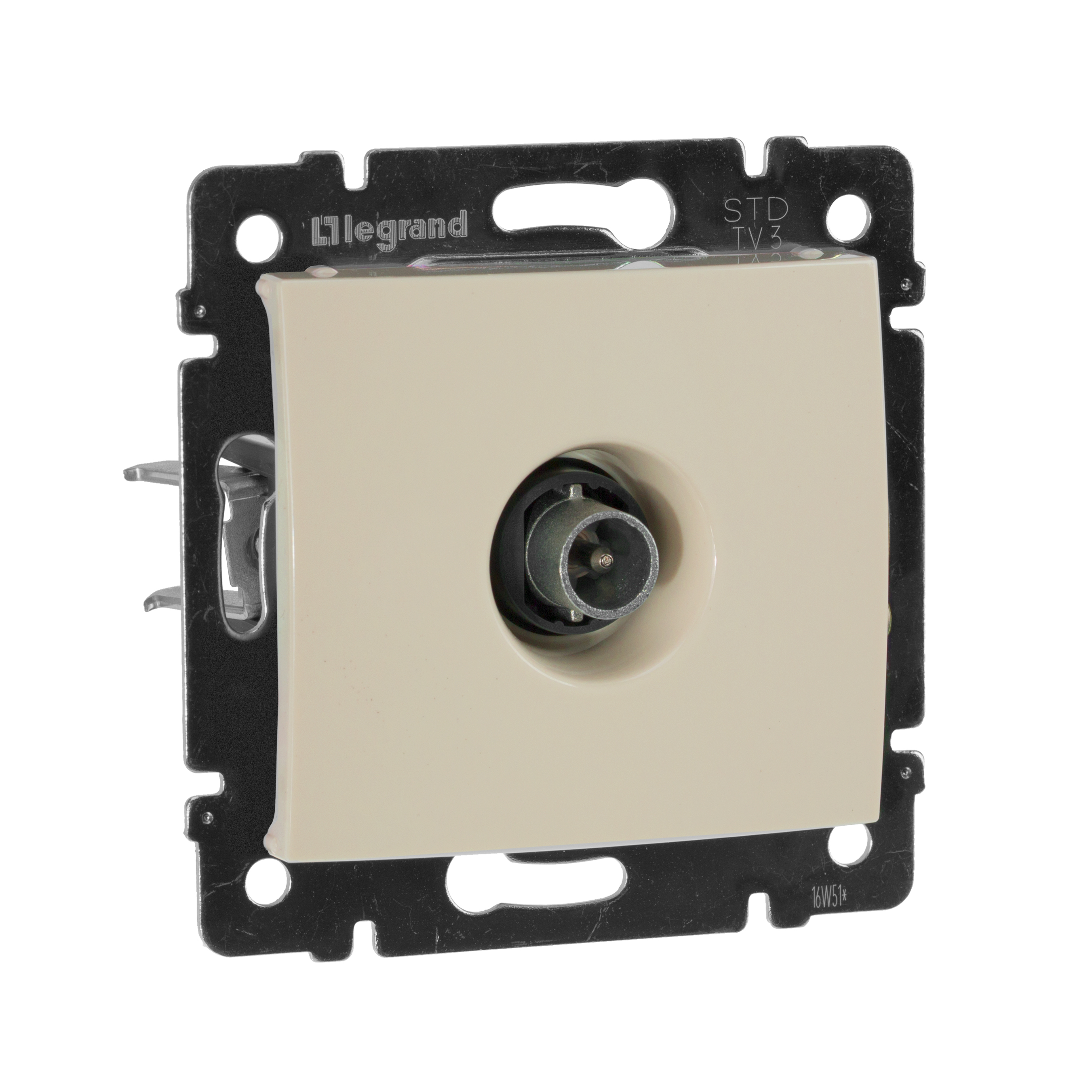 Розетка TV проходная слоновая кость VALENA