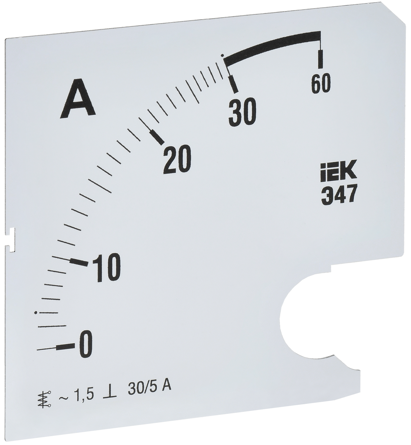 Шкала сменная для амперметра Э47 30/5А класс точности 1,5 96х96мм