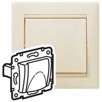 Розетка 1-местная с заземлением с защитными шторками и крышкой 16А IP20 слоновая кость VALENA DIY