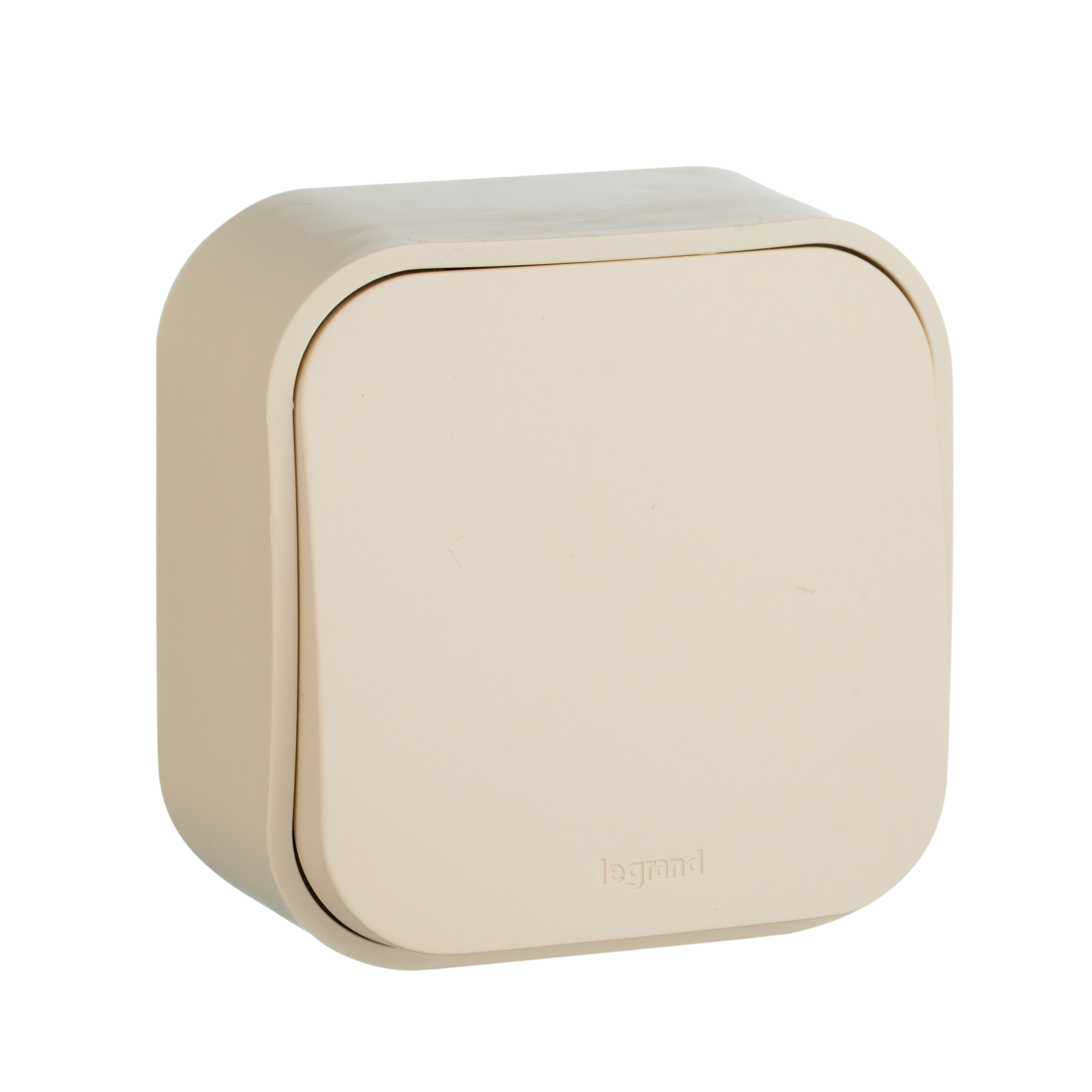 Выключатель 1-клавишный для открытой установки самовозвартный 6А безвинтовое крепление слоновая кость QUTEO