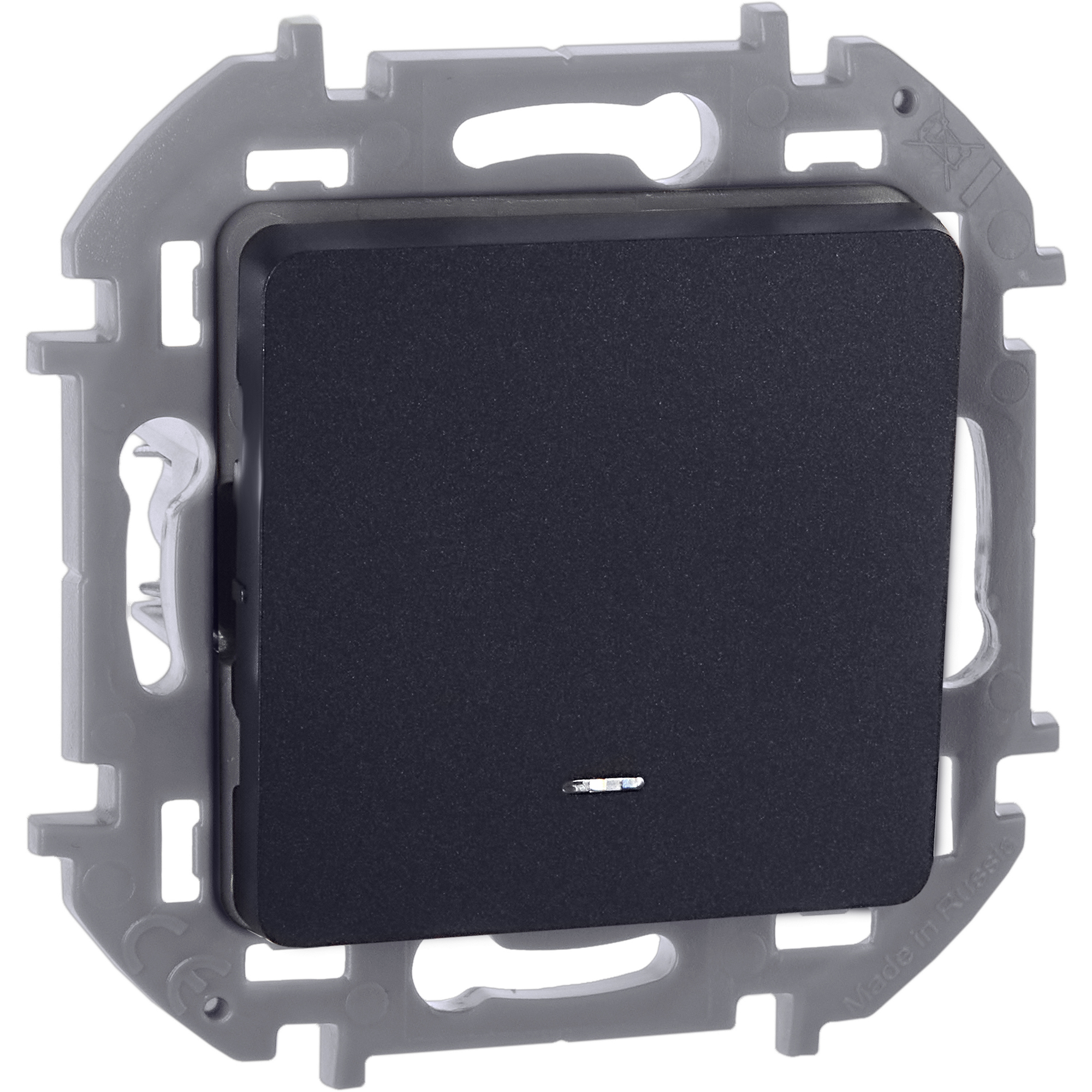 Выключатель 1-клавишный с подсветкой/индикацией 10АХ безвинтовое крепление антрацит INSPIRIA