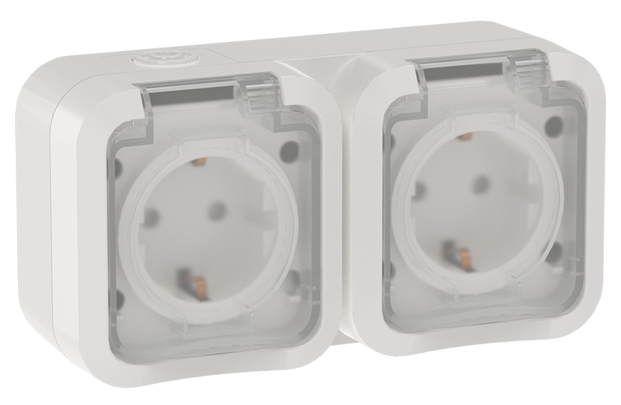 TORS Розетка 2-местная горизонтальная 16А IP55 TS322 белый IEK