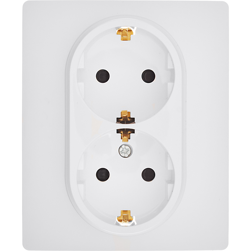 Розетка 2-местная с заземлением с защитными шторками 16А в сборе белый INSPIRIA