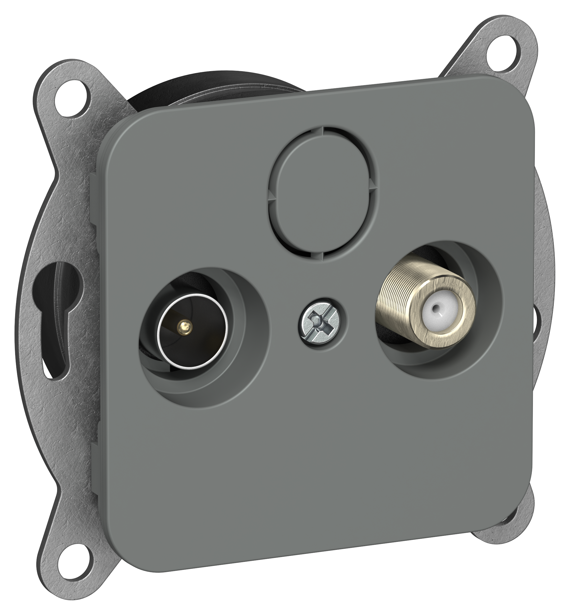 FLITE Розетка 2-местная TV+SAT экранированная оконечная РТВс-2-1-1-ФлМА мокрый асфальт IEK