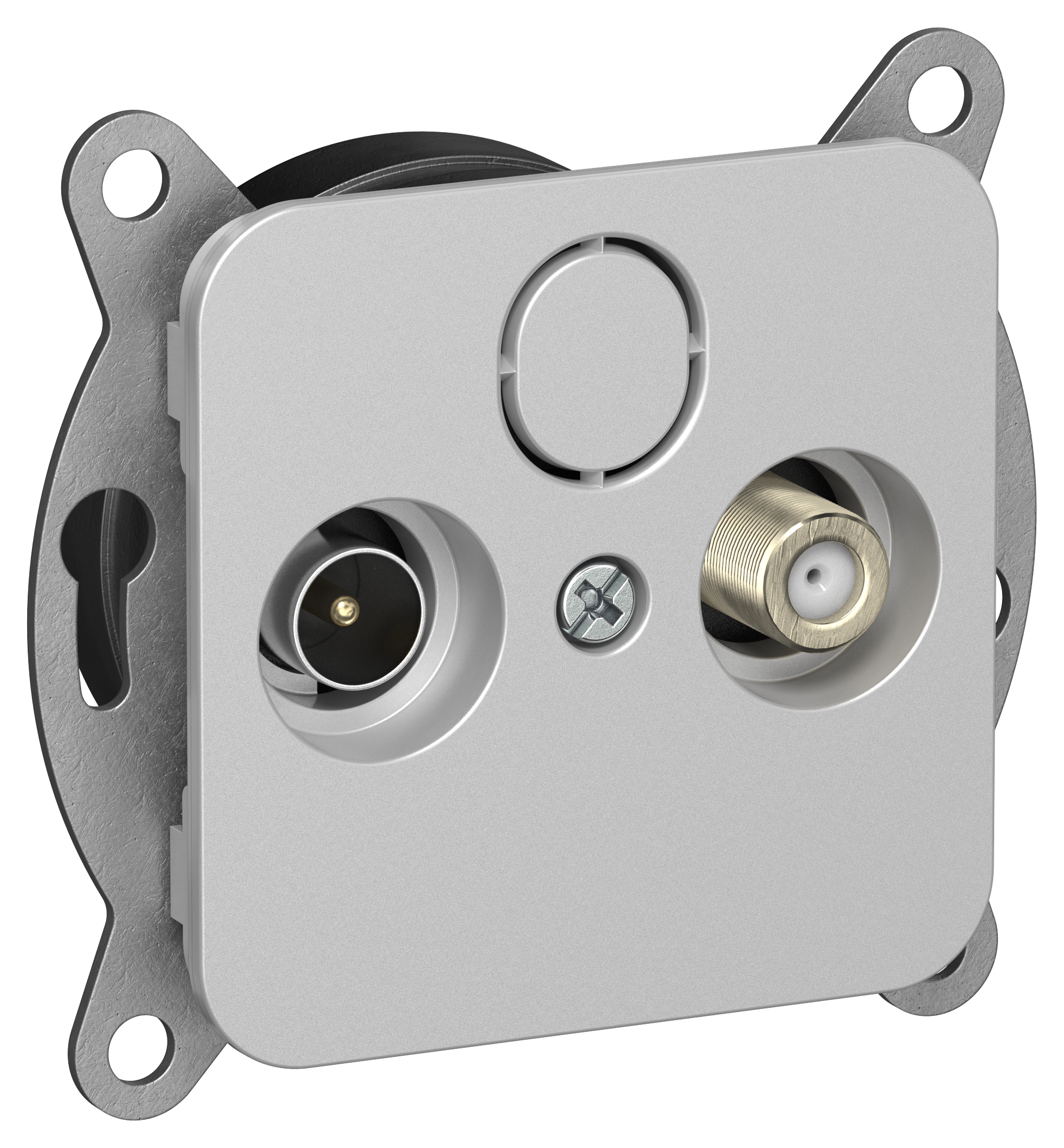 FLITE Розетка 2-местная TV+SAT экранированная проходная РТВс-2-1-2-ФлА алюминий IEK