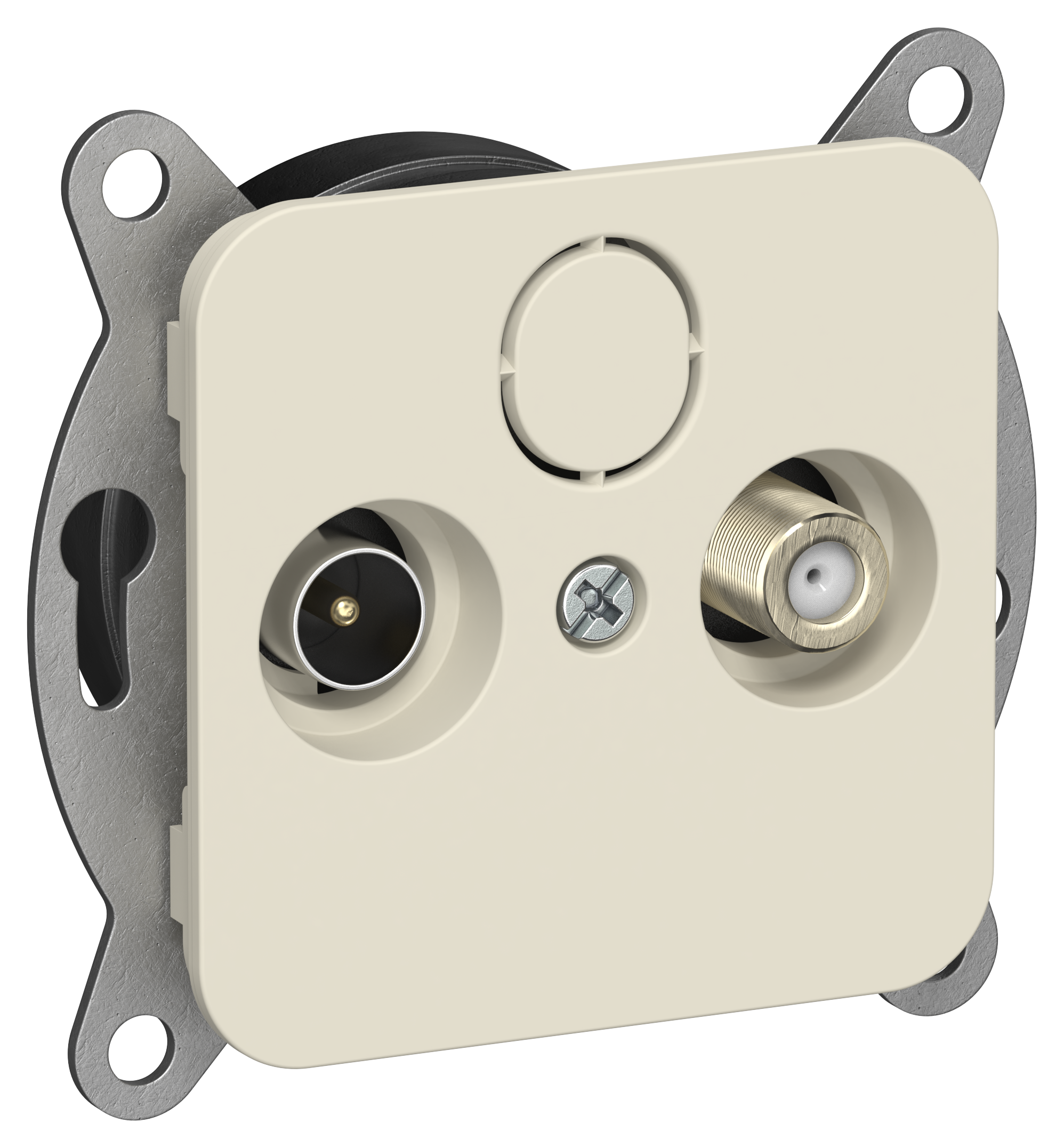 FLITE Розетка 2-местная TV+SAT экранированная проходная РТВс-2-1-2-ФлСл сливочный IEK