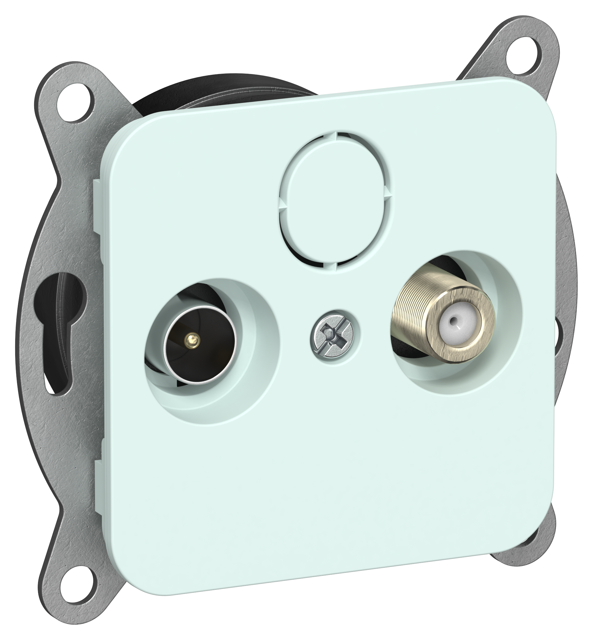 FLITE Розетка 2-местная TV+SAT экранированная проходная РТВс-2-1-2-ФлХЛ холодный лед IEK