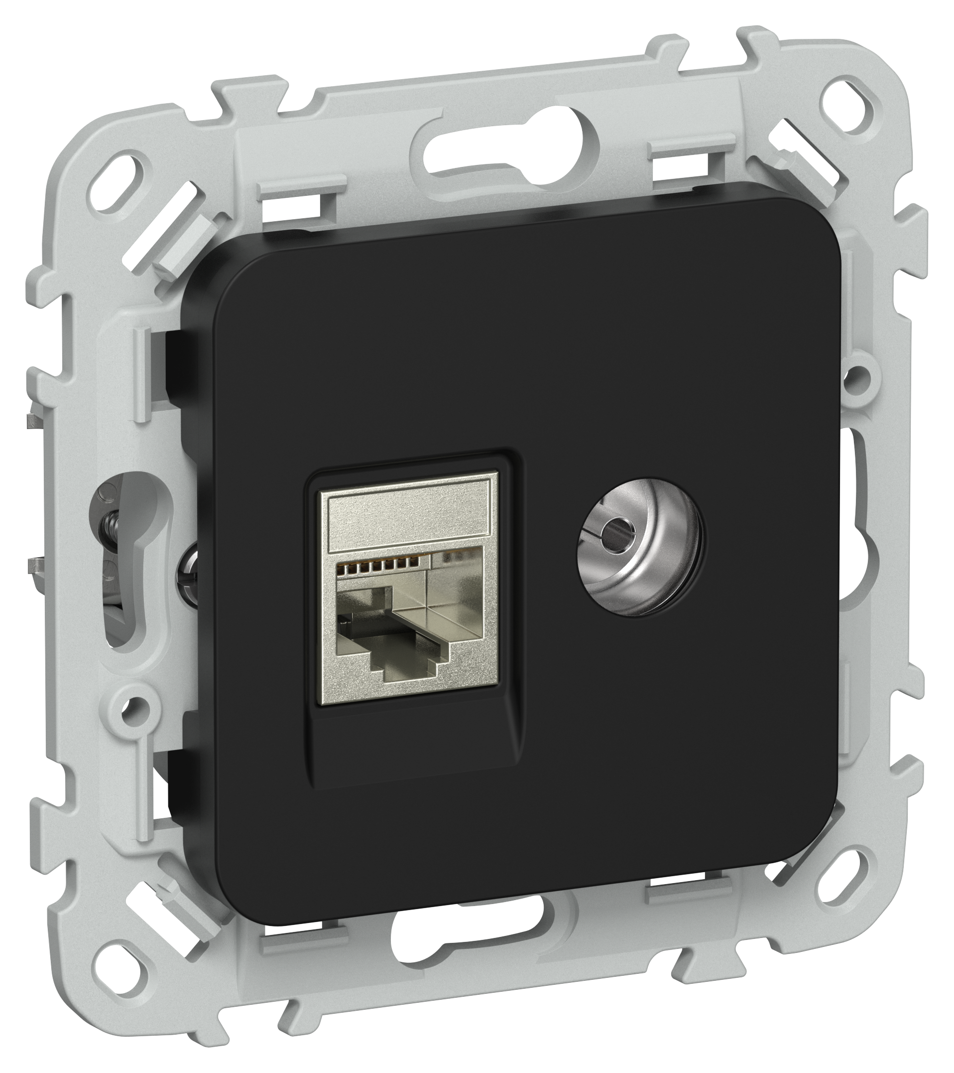 FLITE Розетка 2-местная RJ45/TV категория 5Е STP РКТВ5е-2-1-ФлЧ черный IEK