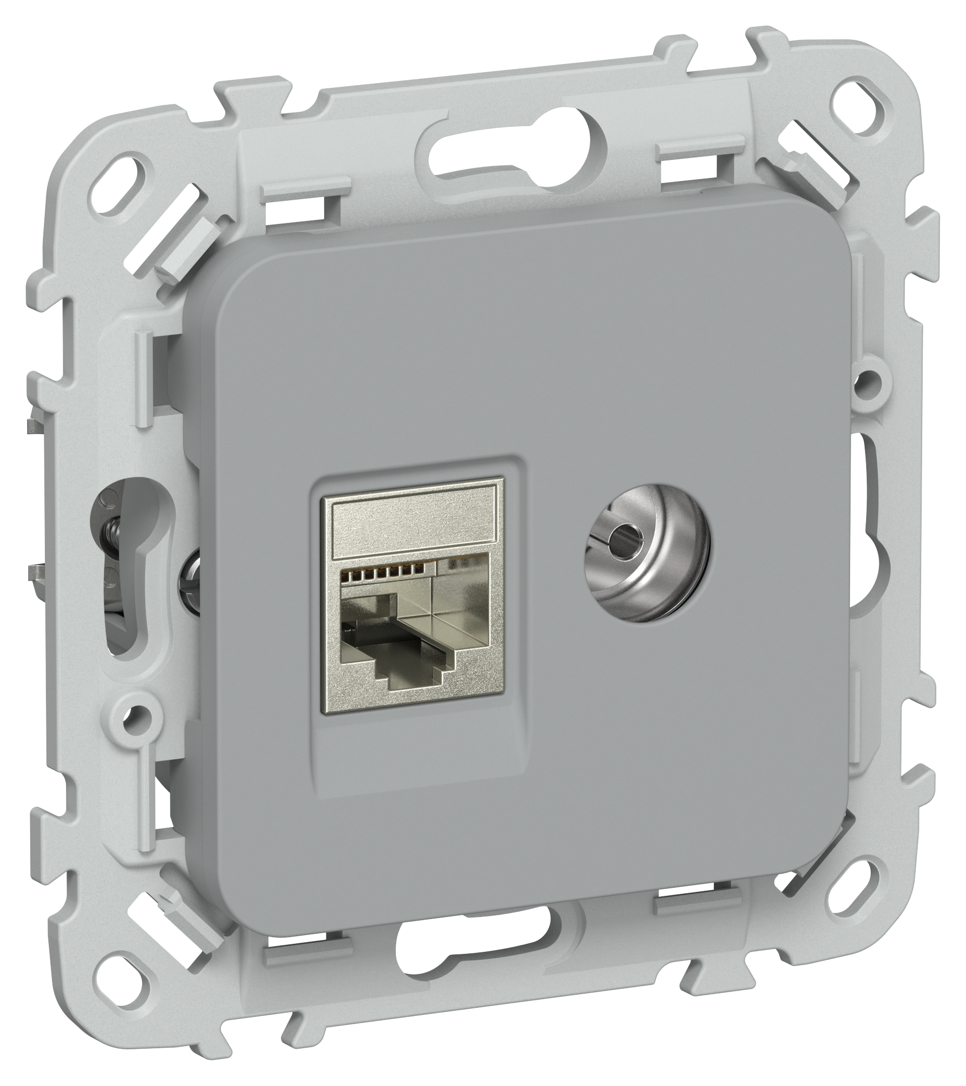 FLITE Розетка 2-местная RJ45/TV категория 6 STP РКТВ6-2-1-ФлС серый IEK