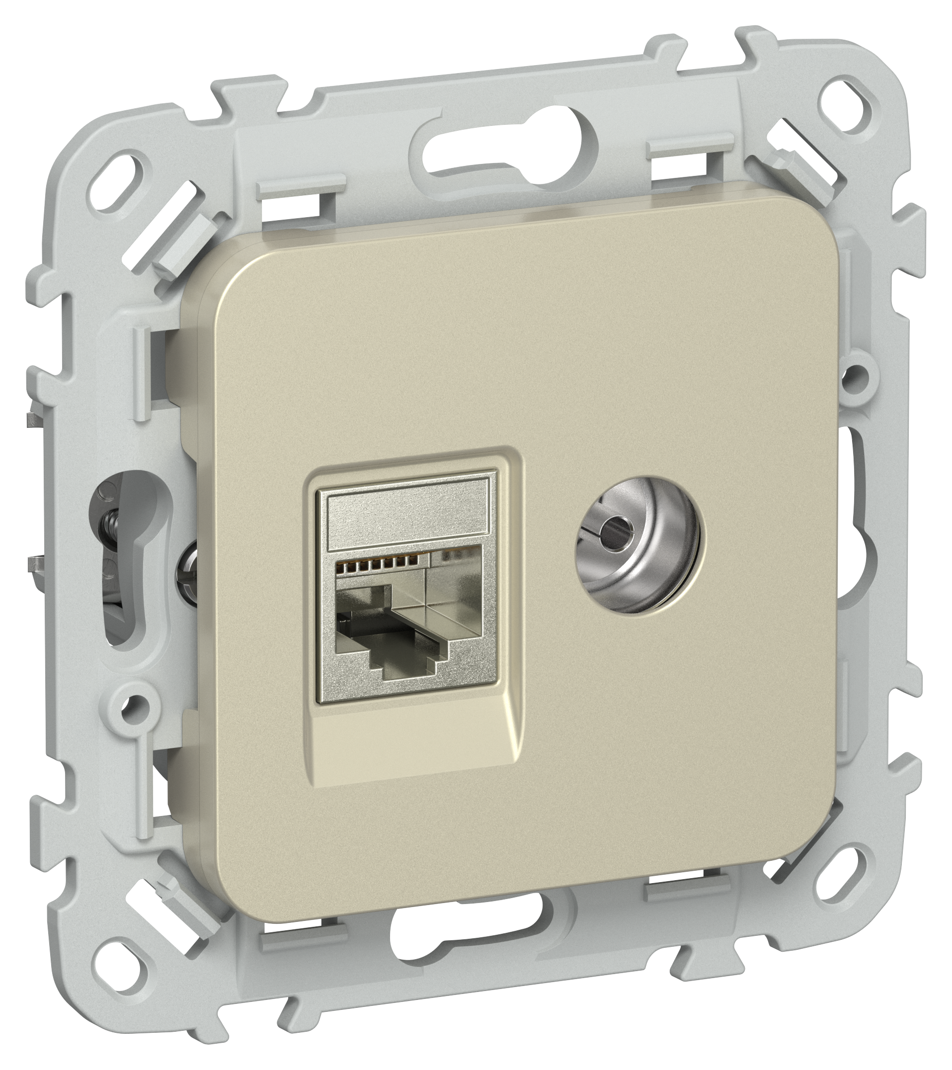 FLITE Розетка 2-местная RJ45/TV категория 6 STP РКТВ6-2-1-ФлШ шампань IEK