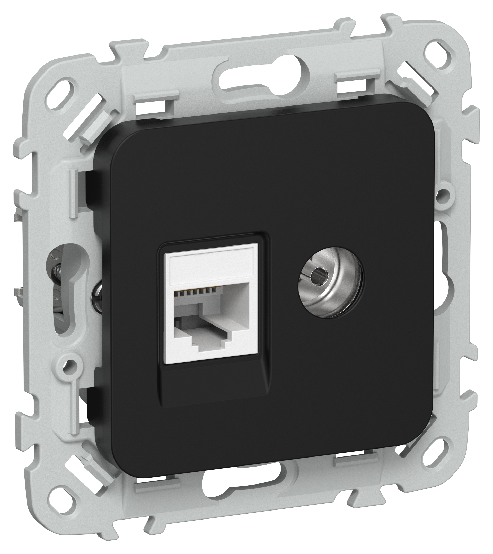 FLITE Розетка 2-местная RJ45/TV категория 5Е UTP РКТВ5е-2-0-ФлЧ черный IEK