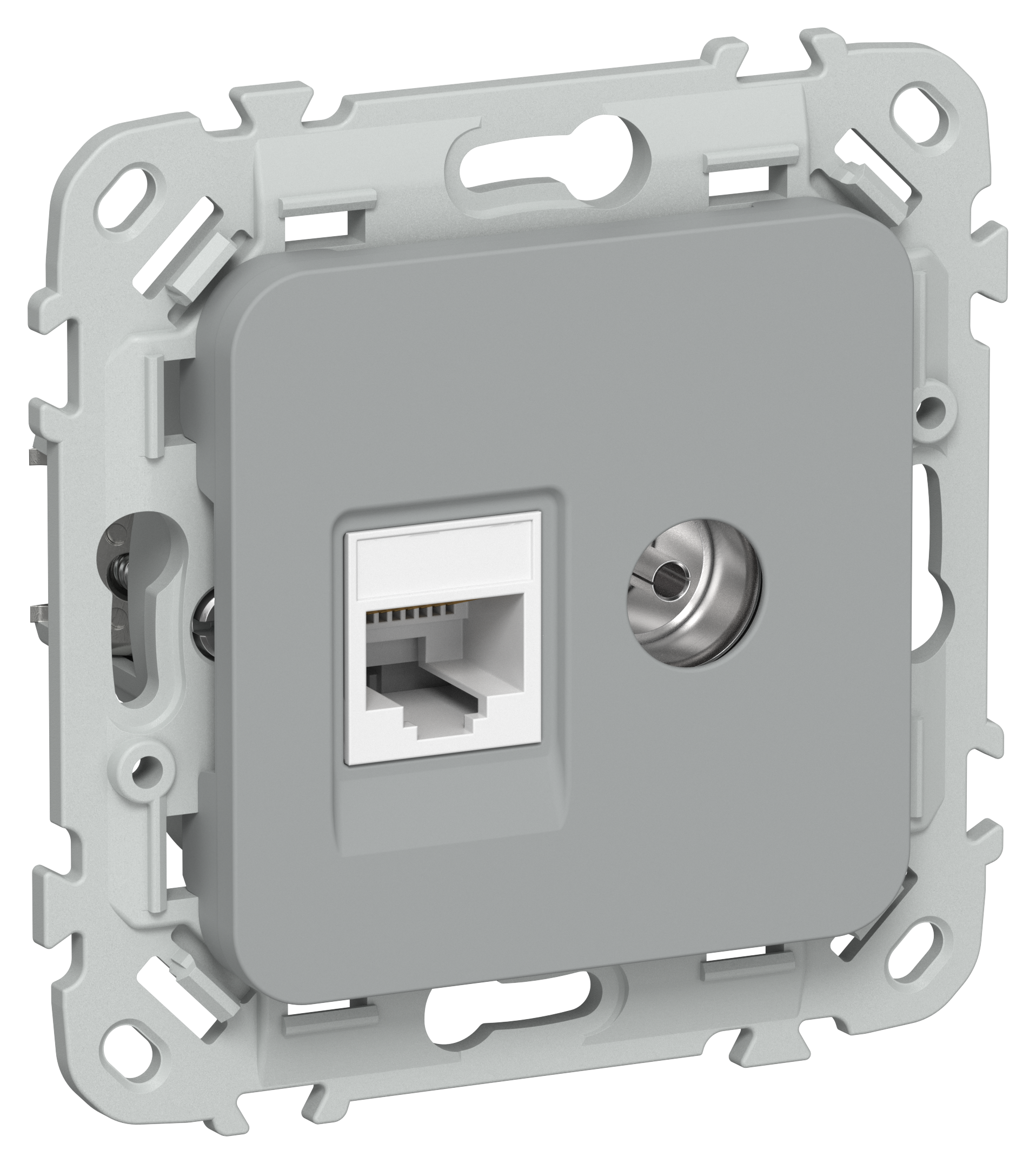 FLITE Розетка 2-местная RJ45/TV категория 5Е UTP РКТВ5е-2-0-ФлС серый IEK