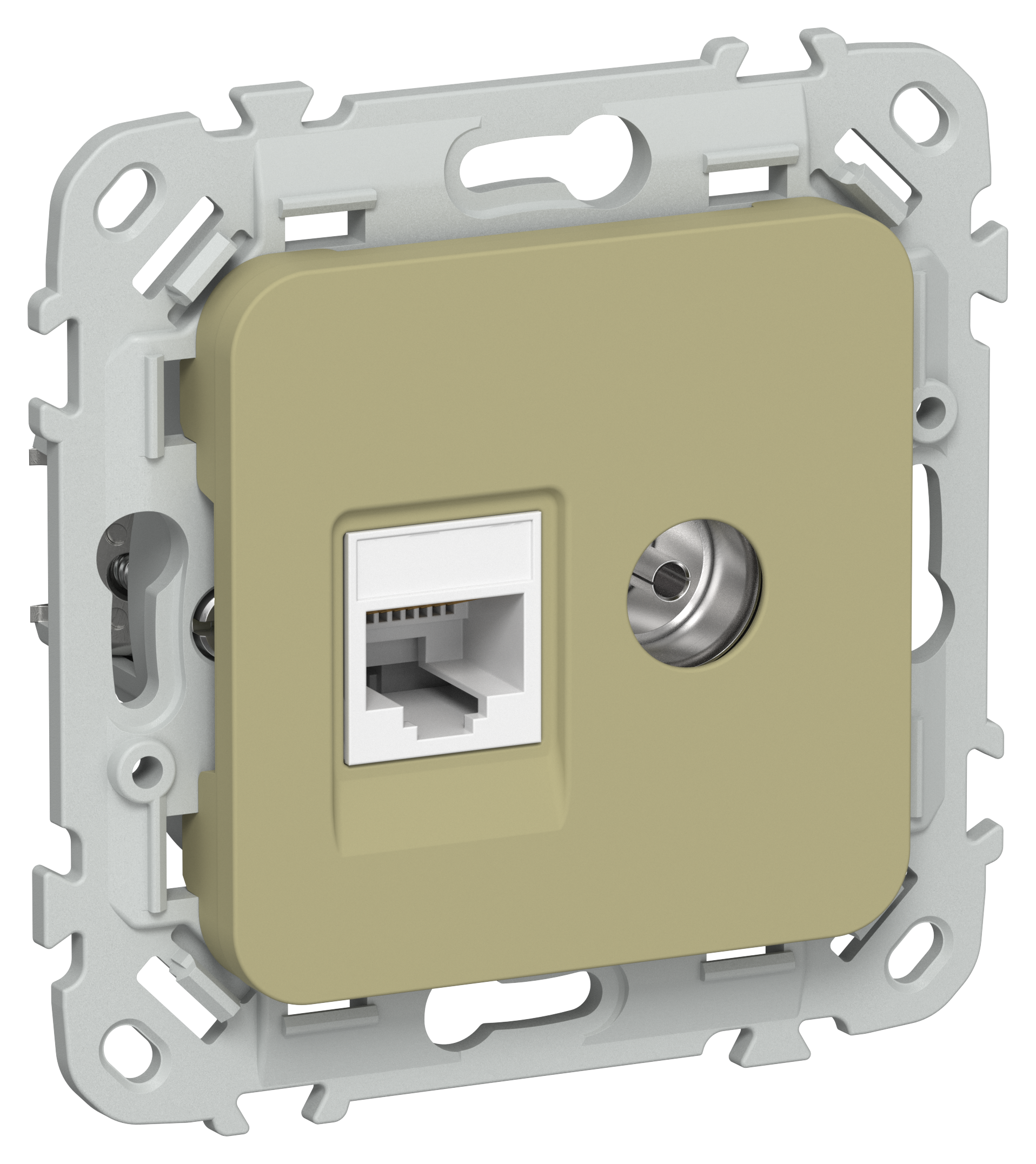 FLITE Розетка 2-местная RJ45/TV категория 5Е UTP РКТВ5е-2-0-ФлО оливковый IEK