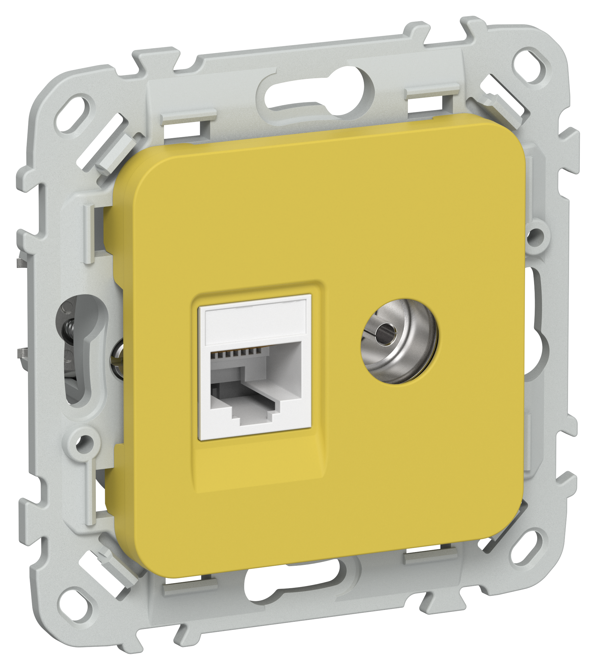 FLITE Розетка 2-местная RJ45/TV категория 5Е UTP РКТВ5е-2-0-ФлЖК желтый карри IEK