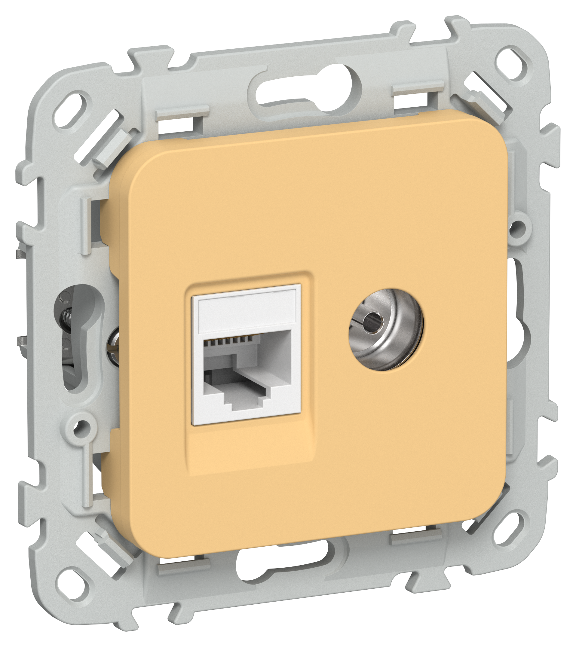 FLITE Розетка 2-местная RJ45/TV категория 5Е UTP РКТВ5е-2-0-ФлЗ золотарник IEK